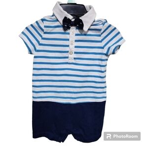 Cherokee Short Sleeve Shorts Bowtie Romper, Size 3/6M